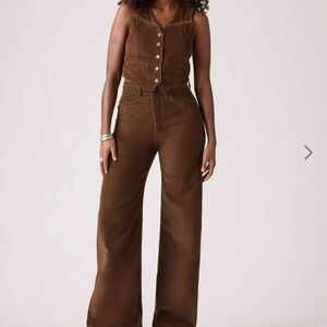 Brown Women's Corduroy Jumpsuit